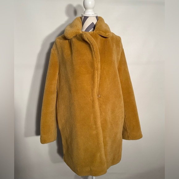 H&M Women’s Mustard Yellow Faux Fur Streetwear Jacket - 4 - Picture 5 of 12